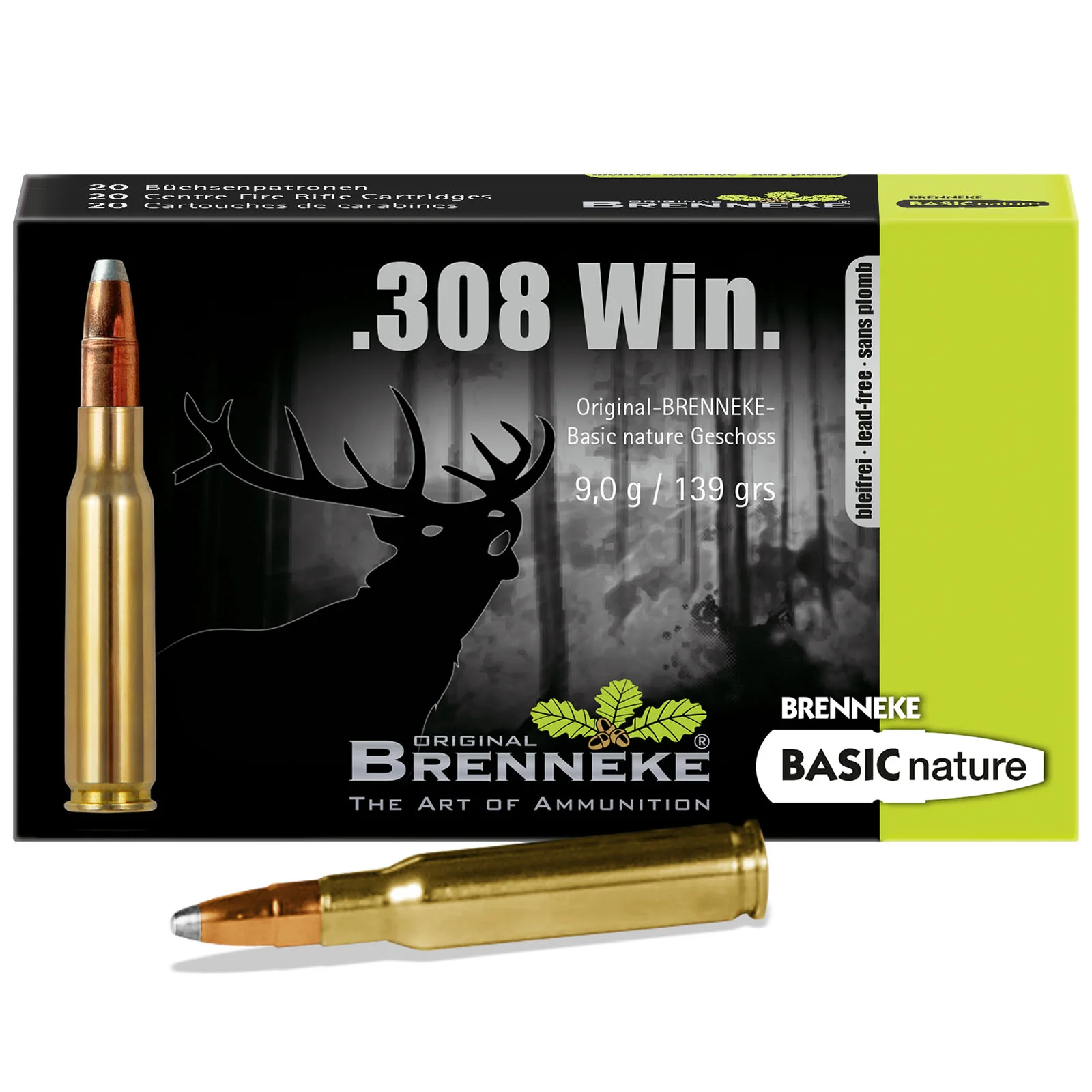 Büchsenpatronen .308Win Basic Nature 9,0g/139gr - 20 Stück