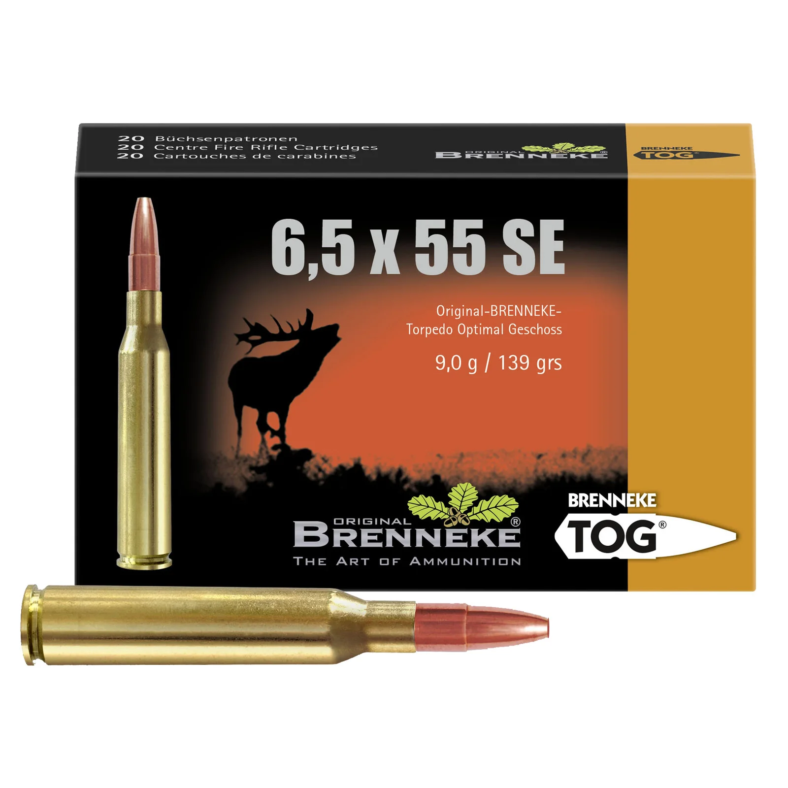 Büchsenpatronen 6,5x55SE TOG 9g/139gr - 20 Stück