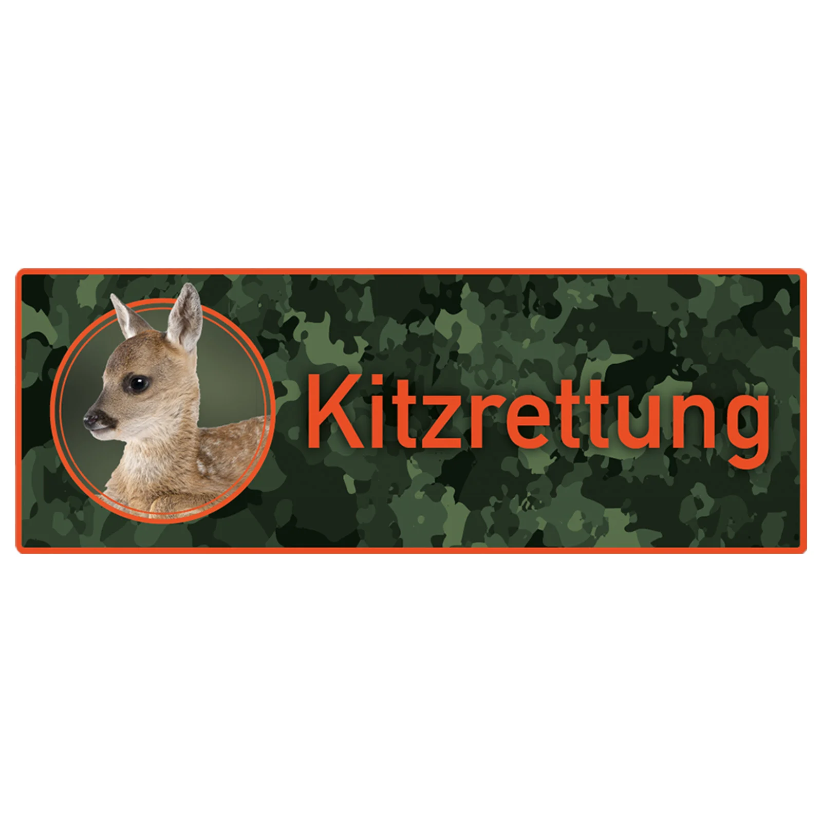 Magnetschild "Kitzrettung" camo/orange