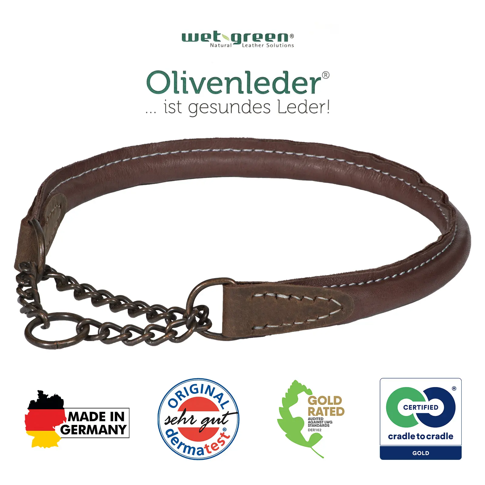 Halsung aus Olivenleder rundgenäht
