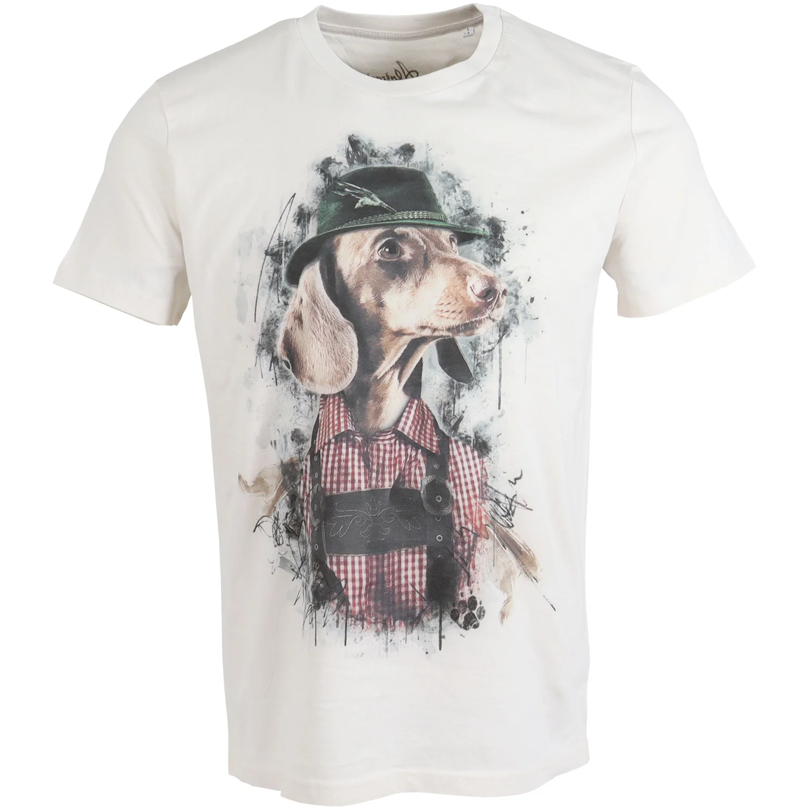 T-Shirt Dackel mit Hut. beige