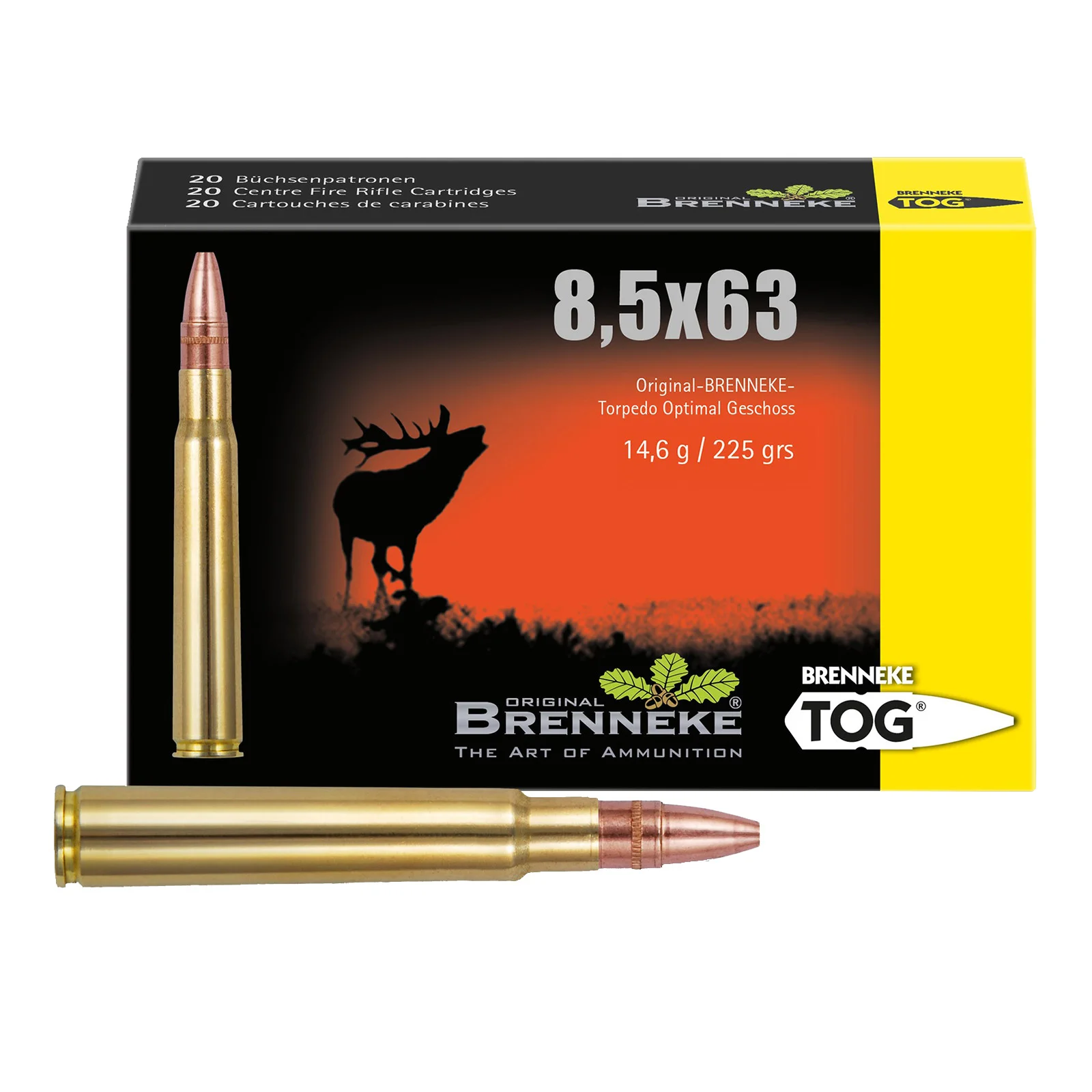 Büchsenpatronen 8,5x63Reb TOG 14,6g/225gr - 20 Stück