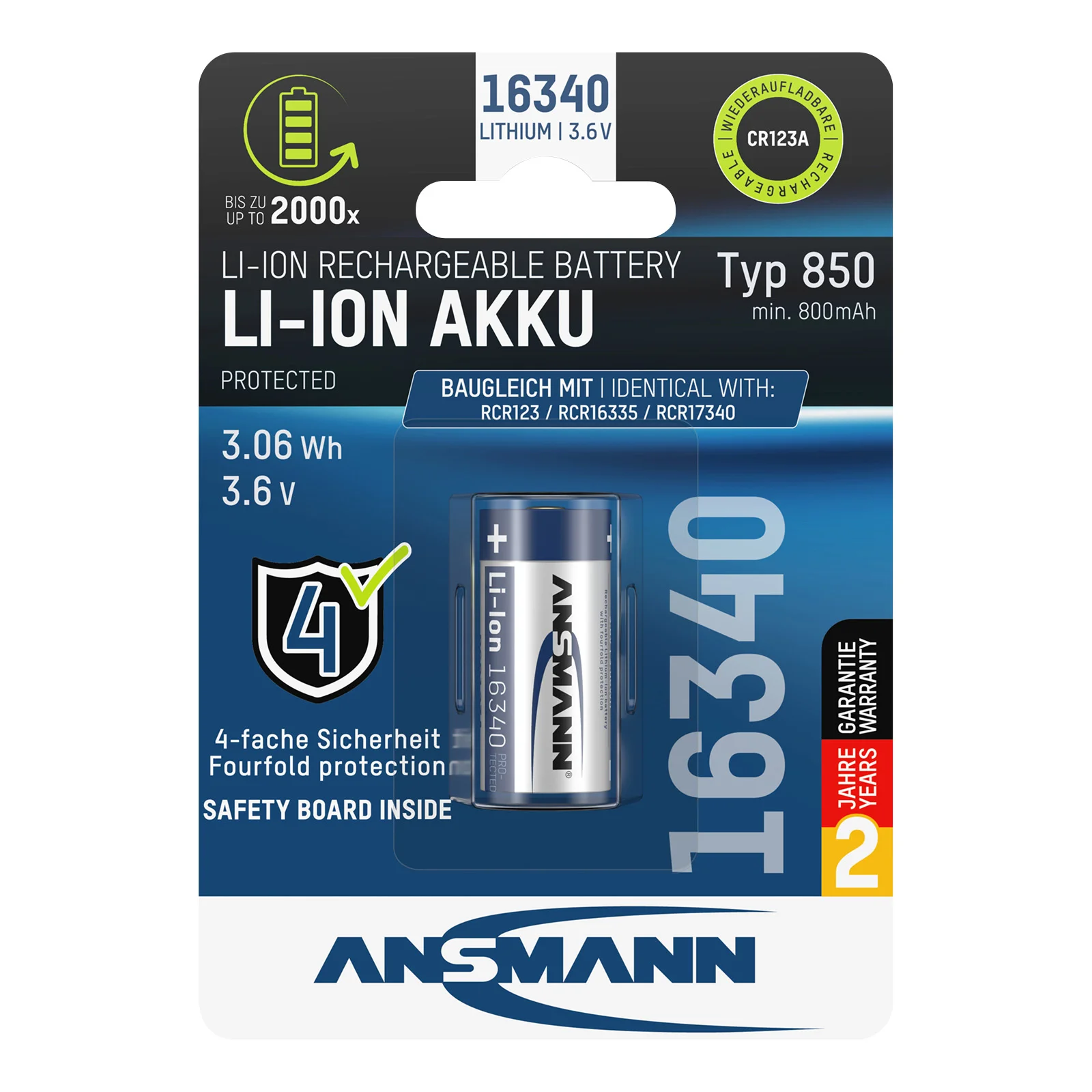 Li-Ion Akku 16340 / RCR123