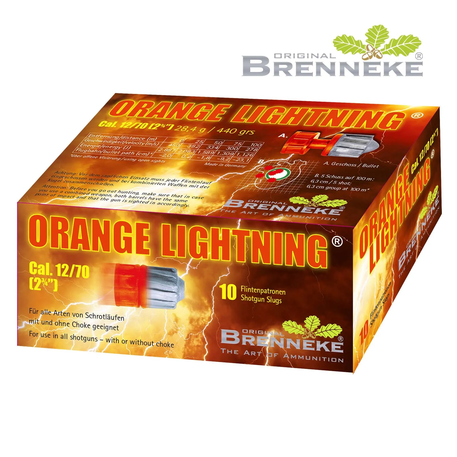 Flintenlaufgeschosse Orange Lightning 12/70 28,4g - 10 Stück