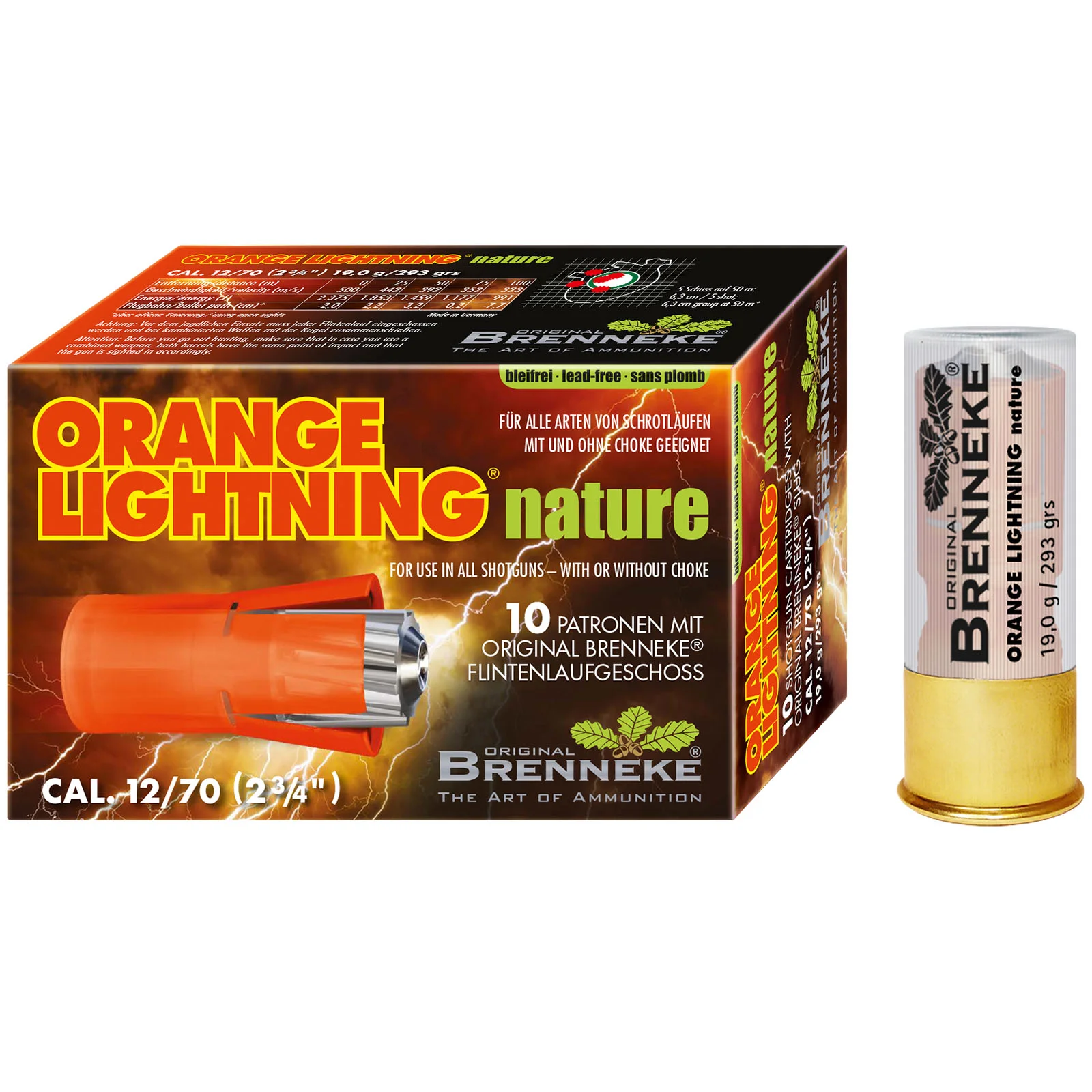 Flintenlaufgeschosse Orange Lightning Nature 12/70 28,4g - 10 Stück