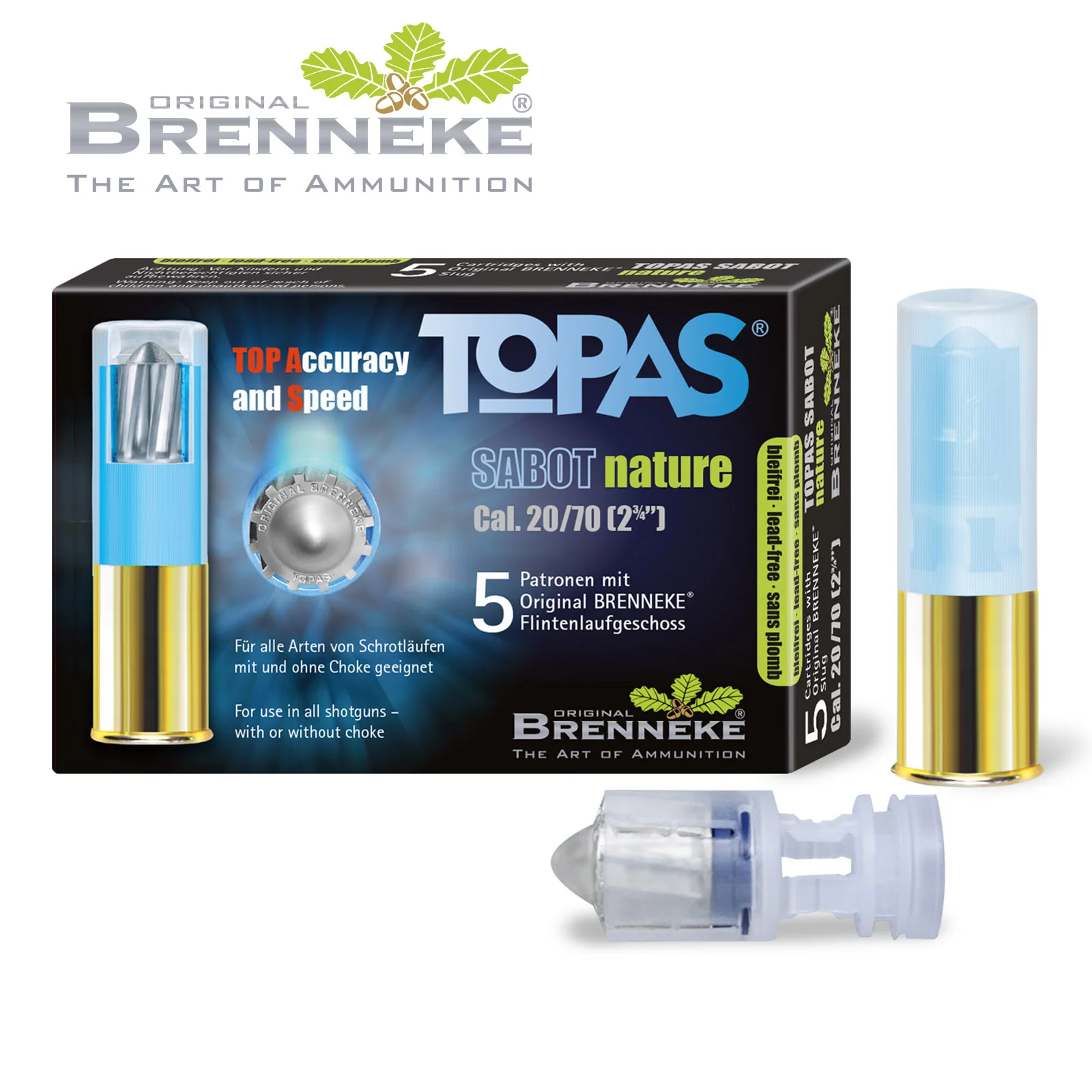 Flintenlaufgeschosse Topas Sabot nature 20/70 13g - 5 Stück