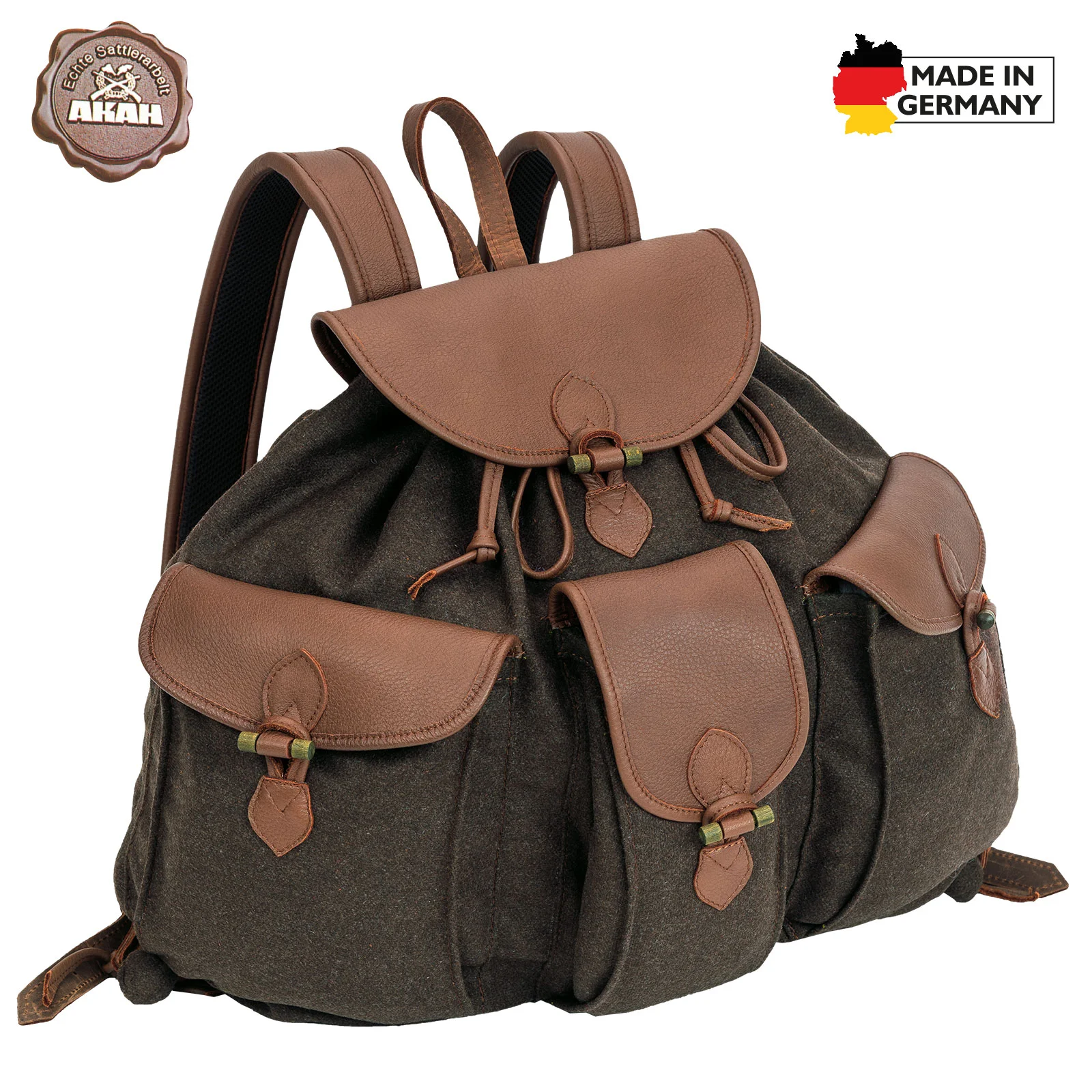 Rucksack Loden de Luxe  mit Elch-Leder