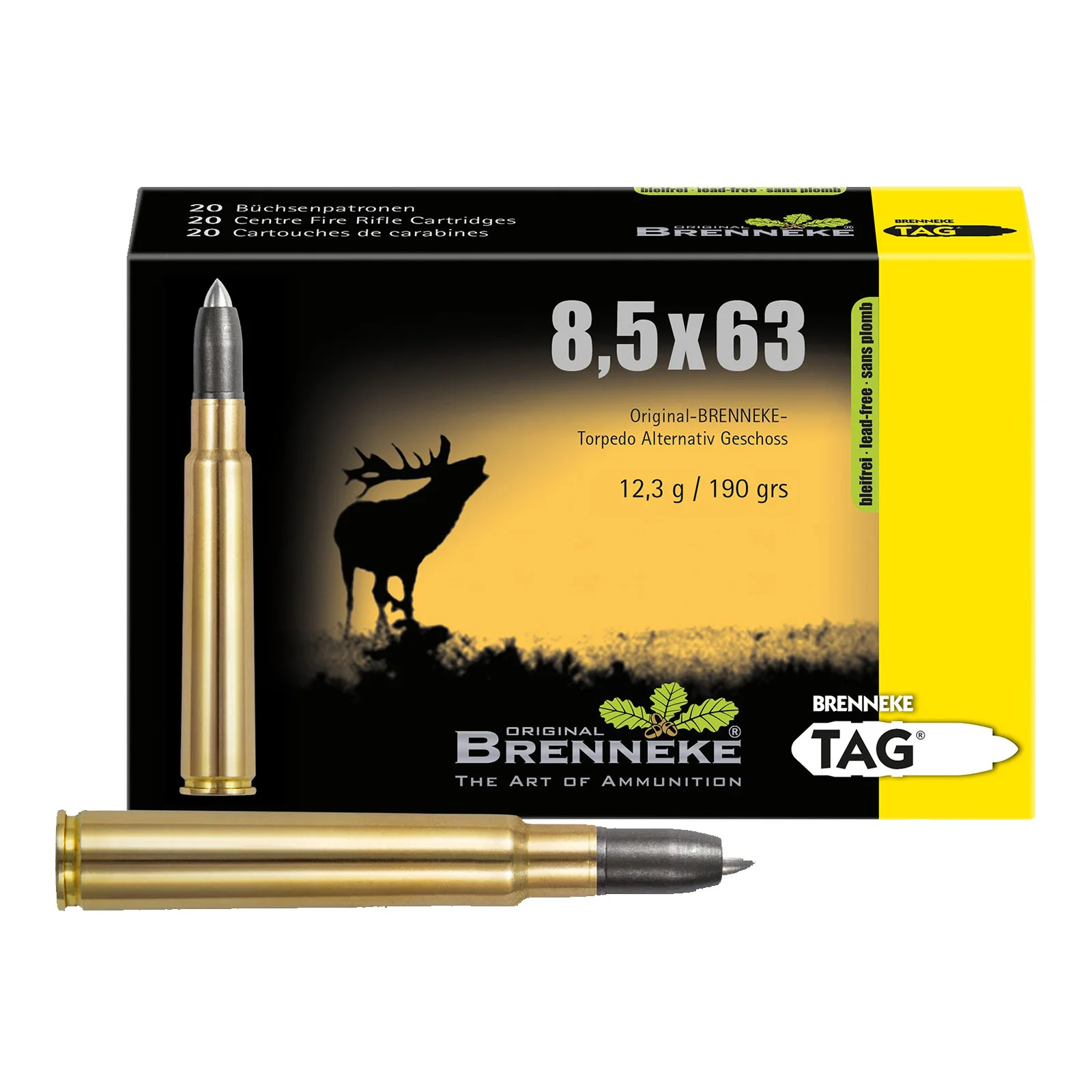 Büchsenpatronen 8,5x63Reb TAG 12,3g/194gr - 20 Stück