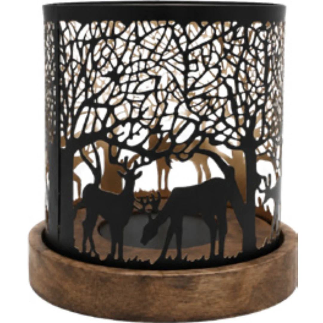 Metall Windlicht mit Holzboden