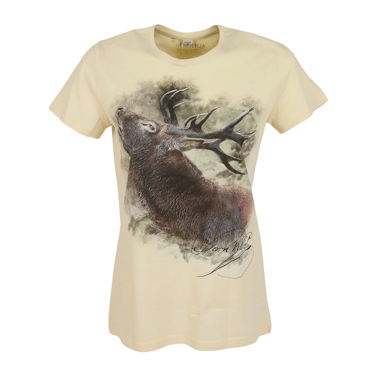 T-Shirt Damen Hirsch beige