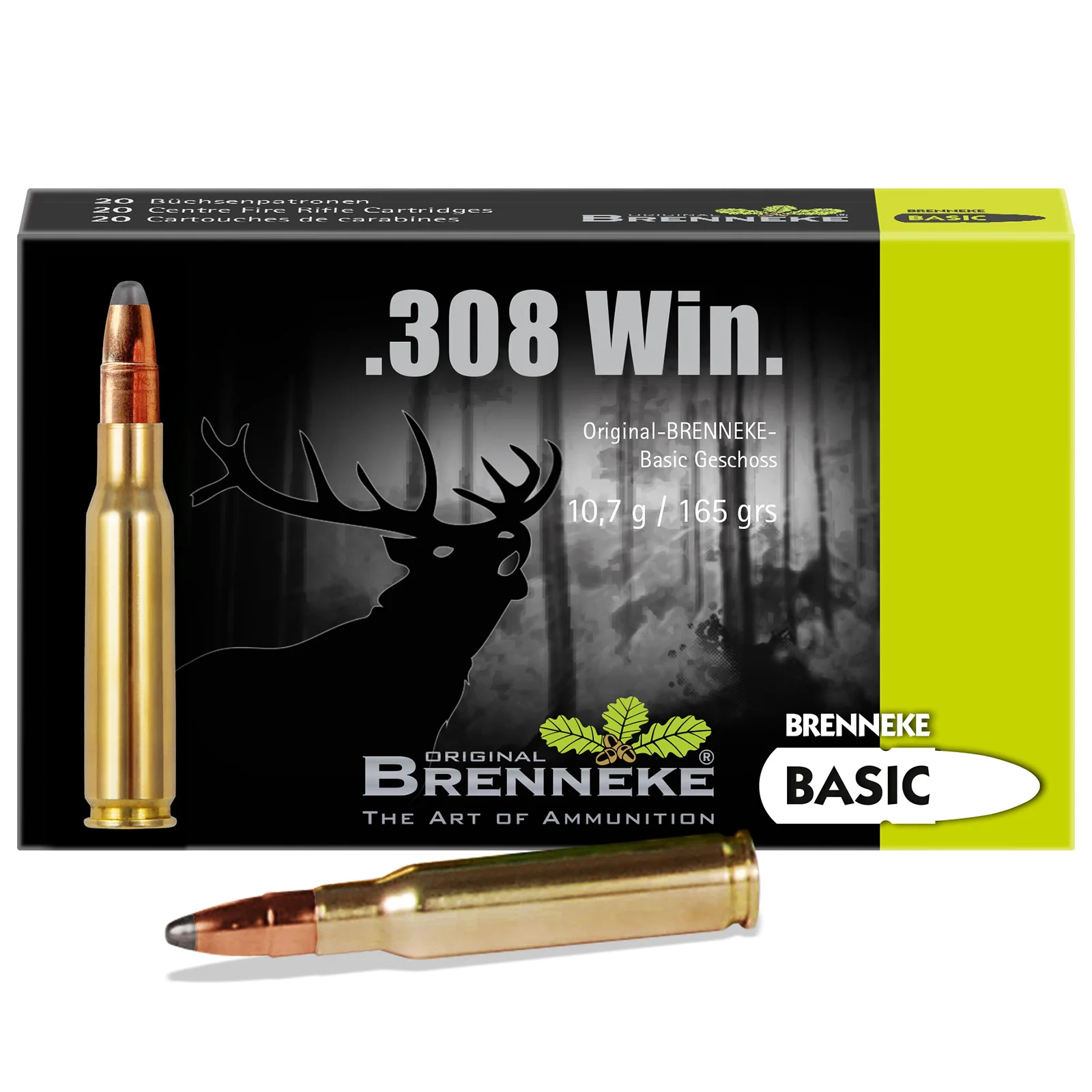 Büchsenpatronen .308Win Basic 10,7g/165gr - 20 Stück